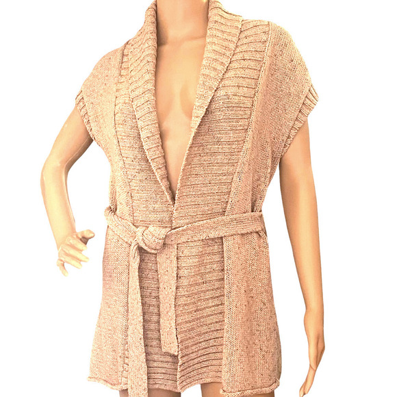 JJill Sleeveless Cardigan‎ Shawl Collar Sweater Cotton Blend Size Small Petite - Picture 1 of 9